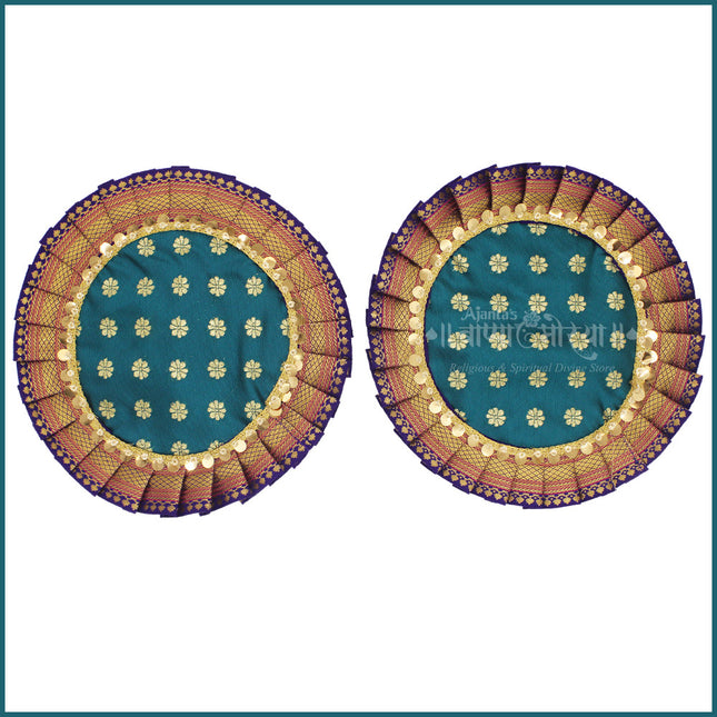 Paithani Samai Kalash Asan 9 Inch | Traditional Maharashtrian Pooja Mat for Samai, Diya & Kalash Sthapana (9 inches Diameter) (Set of 2)