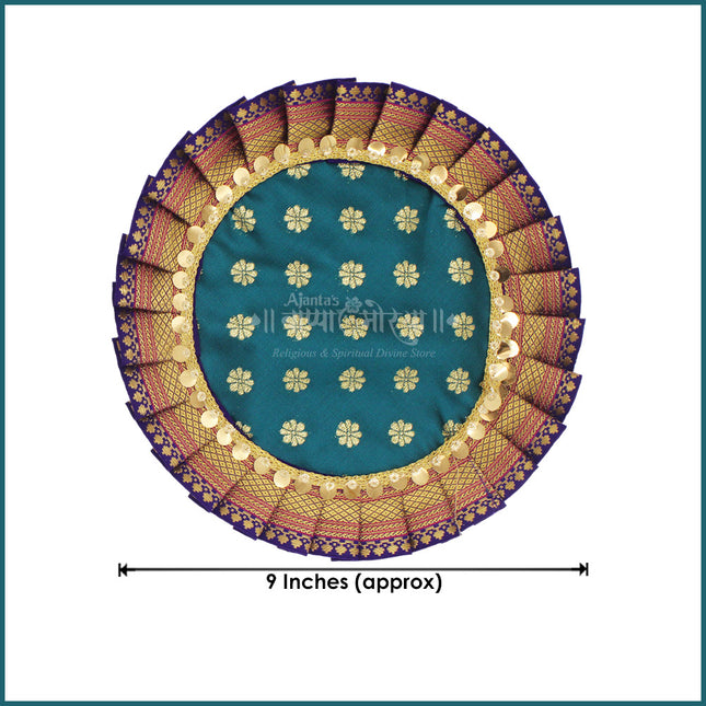 Paithani Samai Kalash Asan 9 Inch | Traditional Maharashtrian Pooja Mat for Samai, Diya & Kalash Sthapana (9 inches Diameter) (Set of 2)