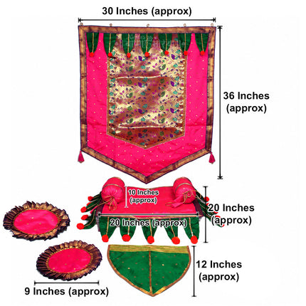 संपूर्ण गणपती बाप्पा पूजा, स्थापना आणि सजावट सेट – दिव्य दरबार Ecofriendly  Ganpati Decoration Makar Set | Backdrop & Pooja Aasan Set | Ganpati Sthapana, Navratri, Kalash Sthapana, Varalakshmi Pooja, Margashirsha, Diwali & Vastu Pooja Festival Setup