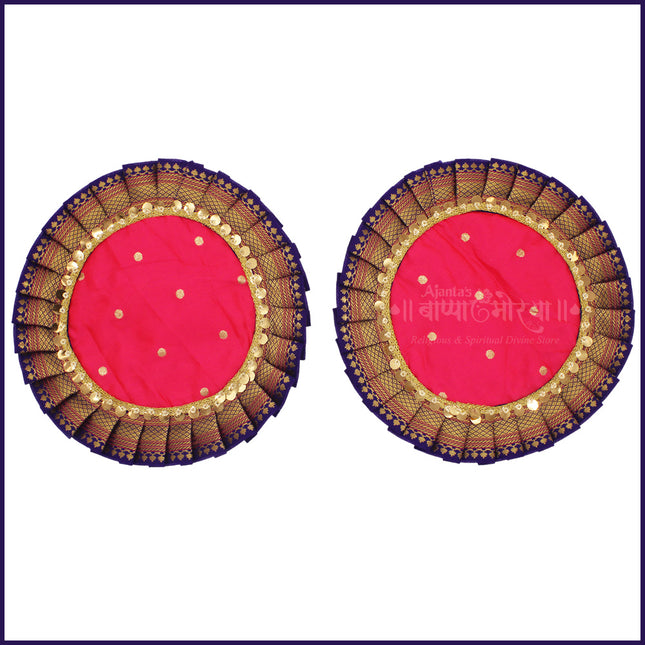 Paithani Samai Kalash Asan 9 Inch | Traditional Maharashtrian Pooja Mat for Samai, Diya & Kalash Sthapana (9 inches Diameter) (Set of 2)