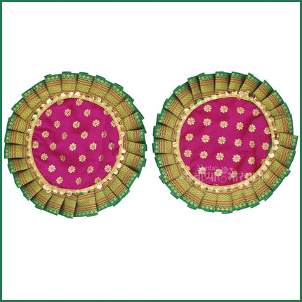 Samai Aasan Set for Navratri Diwali Margashish Festival Occasions | Traditional Decorative Base for Samai/Deep Stand | Home Temple Pooja Decor (9 inches Diameter) (Set of 2)