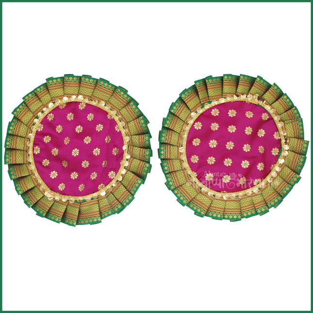 Samai Aasan Set for Navratri Diwali Margashish Festival Occasions | Traditional Decorative Base for Samai/Deep Stand | Home Temple Pooja Decor (9 inches Diameter) (Set of 2)