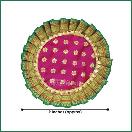 Samai Aasan Set for Navratri Diwali Margashish Festival Occasions | Traditional Decorative Base for Samai/Deep Stand | Home Temple Pooja Decor (9 inches Diameter) (Set of 2)