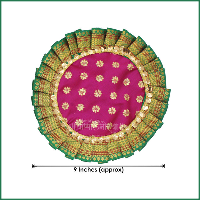 Samai Aasan Set for Navratri Diwali Margashish Festival Occasions | Traditional Decorative Base for Samai/Deep Stand | Home Temple Pooja Decor (9 inches Diameter) (Set of 2)