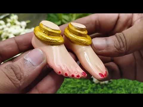 Laxmi Charan Paduka for Pooja | Spiritual Lakshmi Charan Feet Symbol | Auspicious Paduka for Mandir, Dhanteras, Diwali & Daily Worship  (Small Size Paduka 2.5 inches x 1 inches)