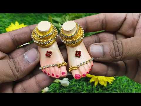 Margashirsh Guruvar Laxmi Charan Paduka | Divine Lakshmi Feet Symbol for Wealth & Prosperity | Ideal for Mandir, Diwali & Daily Pooja  | (Small Size Paduka 2.5x 1 Inch)
