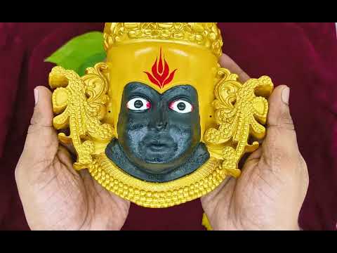 Shaktipeeth Kolhapur Ambabai Devi Face | Artistic  Hand-Painted Mukhavata | Premium Polyresin Fiber Mahalakshmi Swaroop for Vratam & MandirKolhapur Mahalakshmi Margashirsha Vratam Devi Face/Mukhavata for Navratri Puja (11 Inch)