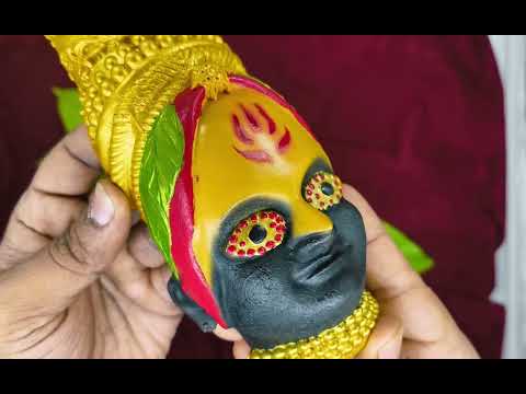 Maharashtra’s Kuldevi Tuljabhawani Devi Face from Tuljapur | Exclusive Handpainted Kuldevi Traditional Artisan-Made Mukhota | Auspicious Shaktipeeth Goddess Face (9 inches)