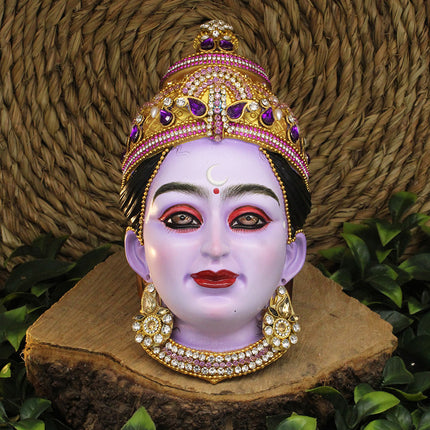 Maa Chandraghanta Devi Face Mukhavata | 3rd Form of Navdurga Mata Rani | Traditional Devi Face for Navratri Puja, Ghatasthapana, Kalash Sthapana & Temple Decoration | 8 Inches