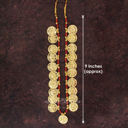 Traditional Mahalaxmi Haar Necklace | Red Thread Putali Haar Devi Mala for Idol Shringar | Temple Jewellery Ornament Putali Haar for Women, Red Thread Design Putali Haar Beauty Necklace Ornament Devi Mala Also For Dulhan