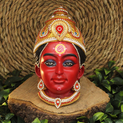 Maa Siddhidatri Devi Face Mukhavata | 9th Form of Navdurga Mata Rani Traditional Face | Navratri Puja, Devi Shringar, Kalash Sthapana & Mandir Decoration | 8 Inches