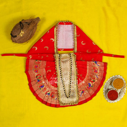 Karveer Nivasini Mahalaxmi Devi Face Poshak – Traditional Goddess Dress for Puja & Temple Decoration | Ambabai Style Poshak for Idol & Kalash (7 Inches Poshak)