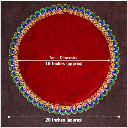 Pooja Velvet Aasan/Asan for Puja and Mandir Puja Altar Cloth |Puja Aasan Mat for Prayers - Handmade Decorative Pooja Mat Premium Kapda/Cloth for Mandir, Puja Chowki Mat, Puja Table & Temple | Fine Fabric (20x20 inch) ( Set OF 2)