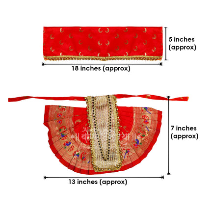 Karveer Nivasini Mahalaxmi Devi Face Poshak – Traditional Goddess Dress for Puja & Temple Decoration | Ambabai Style Poshak for Idol & Kalash (7 Inches Poshak)