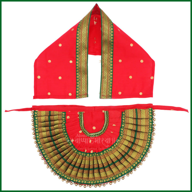 Rajnandani Kalash Poshak for Puja | Traditional Cotton Patka & Lehenga Dress Set for Kalasha Sthapana | Devi Margashirsha  Kalash Vastra for Home Mandir & Festivals (9 Inch Poshak )