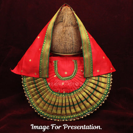 Rajnandani Kalash Poshak for Puja | Traditional Cotton Patka & Lehenga Dress Set for Kalasha Sthapana | Devi Margashirsha  Kalash Vastra for Home Mandir & Festivals (9 Inch Poshak )