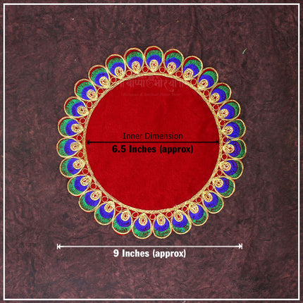 Traditional Velvet Puja Asan | Designer Chowki Aasan for Mandir, Idol Placement & Daily Pooja (10 x10 Aasan)