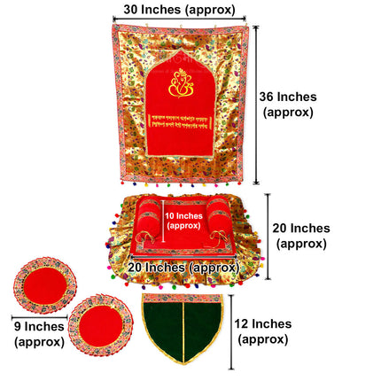 Vakratunda Red Velvet Ganesha Backdrop Setup Ecofriendly Ready to Use  Premium Traditional Ganpati Makar & Pooja Decoration Set for Ganesh Sthapana, Navratri, Varalakshmi, Diwali & Home Mandir