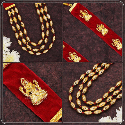 Devi Jewellery Lakshmi Velvet Haar Mala for Idol Decoration | 10 Inch Decorative Laxmi Mala with Golden Beads | Goddess Lakshmi Pooja Shringar Haar for Mandir, Diwali & Festival Decoration