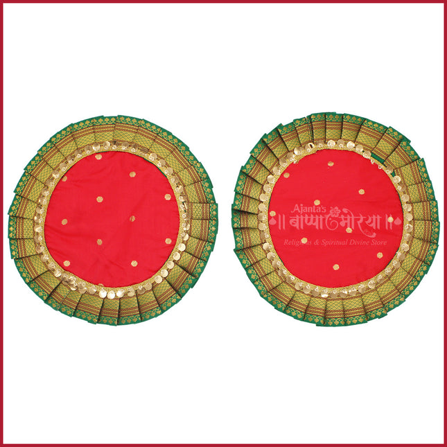 Paithani Samai/Kalash Asan for Ganesh Chaturthi Navratri Margashsish Pujs  – Round Pooja Mat/Devi Aasan Multipurpose Use ((9 inches Diameter) (Set of 2) Multipurpose Use )