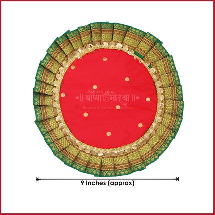 Paithani Samai/Kalash Asan for Ganesh Chaturthi Navratri Margashsish Pujs  – Round Pooja Mat/Devi Aasan Multipurpose Use ((9 inches Diameter) (Set of 2) Multipurpose Use )