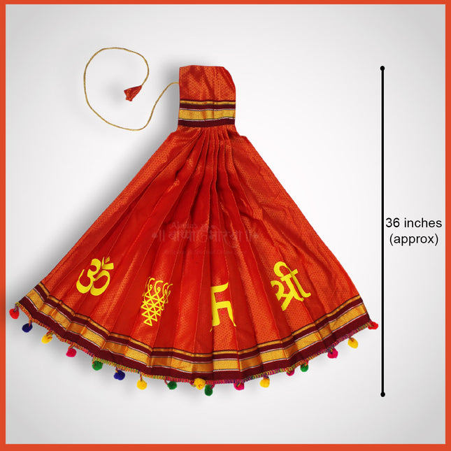 Traditional Red Gudi Vastra 36 Inch – Ready-Made Gudi Padwa Decoration Cloth with Om & Swastik Symbols  Traditional Maharashtrian Gudi Cover Saree Cloth for Gudi Padwa Festival