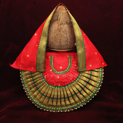 Rajnandani Red  Colour Mahalaxmi Devi Dress Poshak | Kolhapur Ambabai Style Goddess Vastra | Lakshmi Durga Idol Shringar for Daily Puja & Festivals (7 Inch)