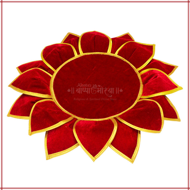 Kamal Aasan Velvet Pooja Mat – Idol Base for Lakshmi, Gauri Ganpati, Saraswati, Durga, Varalakshmi, Ganesh | Margashish Puja, Navratri (16 Inch)