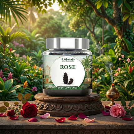 Rose Backflow Dhoop Cones | Long Lasting Floral Fragrance  Ideal for Pooja, Meditation & Home  35 PCS