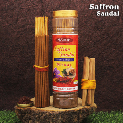 Saffron Sandal Incense Sticks – Premium Natural Fragrance for Pooja, Meditation & Temple Rituals (250 Grams )