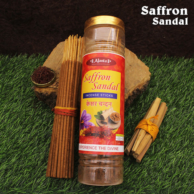 Saffron Sandal Incense Sticks – Premium Natural Fragrance for Pooja, Meditation & Temple Rituals (250 Grams )