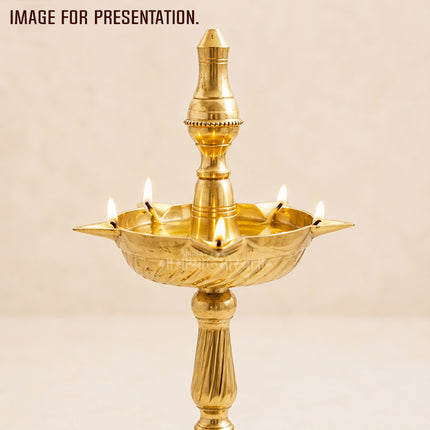Kuthu Vilakku Premium Brass Samai Deep Pair – Traditional 17 Inch Nilavilakku Deepam / Deepa Stambha Deepa Lakshmi Vilakku Standing Diya for Puja & Festivals (17 Inch)