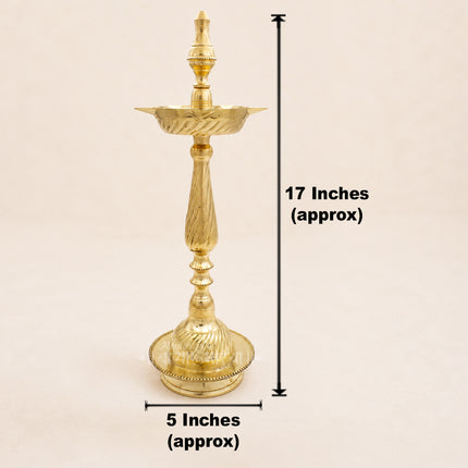 Kuthu Vilakku Premium Brass Samai Deep Pair – Traditional 17 Inch Nilavilakku Deepam / Deepa Stambha Deepa Lakshmi Vilakku Standing Diya for Puja & Festivals (17 Inch)