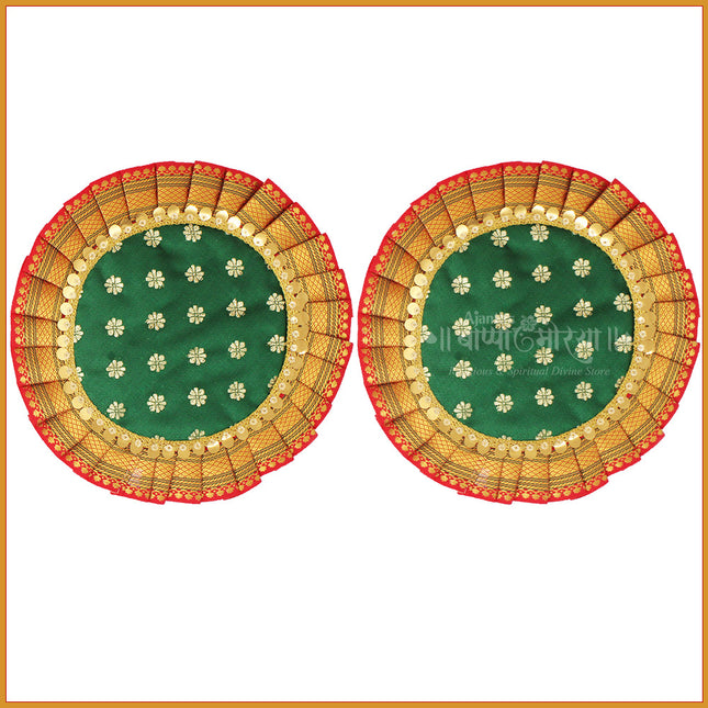Samai Aasan Set for Navratri Diwali Margashish Festival Occasions | Traditional Decorative Base for Samai/Deep Stand | Home Temple Pooja Decor (9 inches Diameter) (Set of 2)