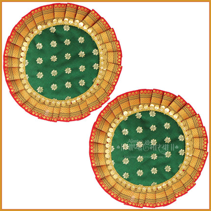 Samai Aasan Set for Navratri Diwali Margashish Festival Occasions | Traditional Decorative Base for Samai/Deep Stand | Home Temple Pooja Decor (9 inches Diameter) (Set of 2)