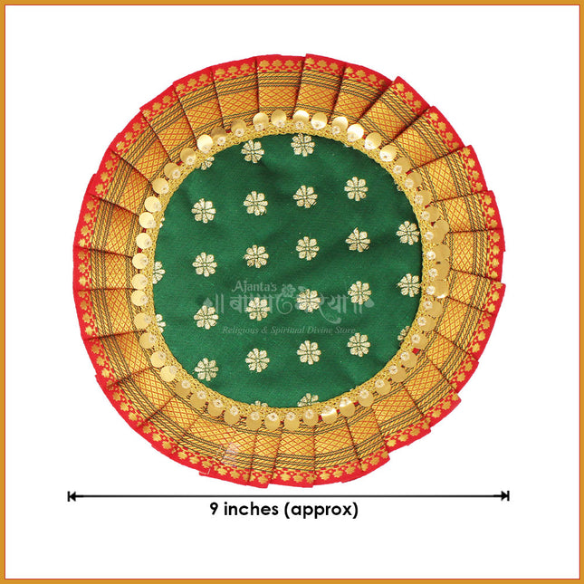 Samai Aasan Set for Navratri Diwali Margashish Festival Occasions | Traditional Decorative Base for Samai/Deep Stand | Home Temple Pooja Decor (9 inches Diameter) (Set of 2)