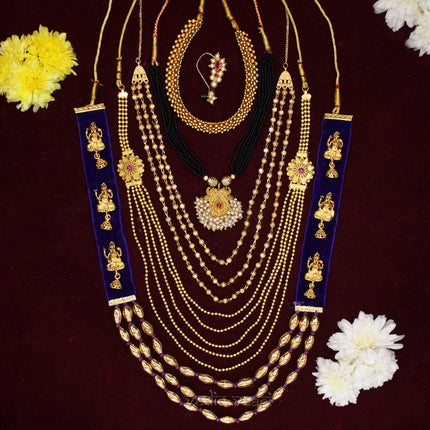 Divine Devi Alankara Jewellery Set – Premium Pooja Decoration Ornaments Navratri & Margashirsha Lakshmi Puja Special – Traditional Devi Shringar Jewellery Set (Set Of 6)