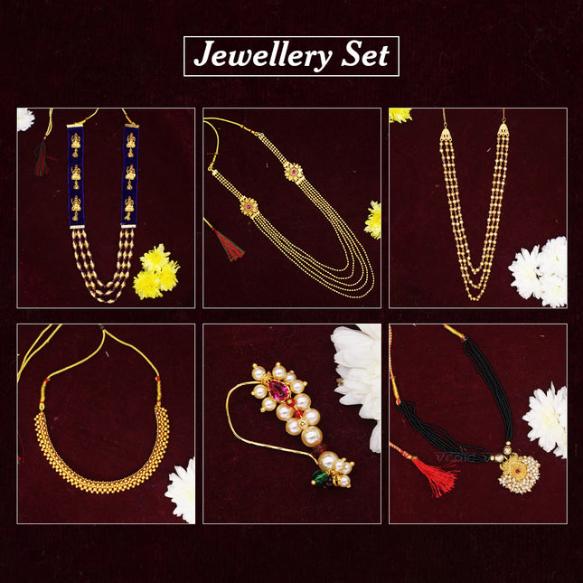 Divine Devi Alankara Jewellery Set – Premium Pooja Decoration Ornaments Navratri & Margashirsha Lakshmi Puja Special – Traditional Devi Shringar Jewellery Set (Set Of 6)