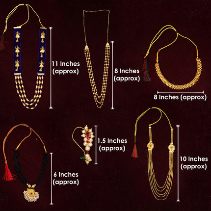 Divine Devi Alankara Jewellery Set – Premium Pooja Decoration Ornaments Navratri & Margashirsha Lakshmi Puja Special – Traditional Devi Shringar Jewellery Set (Set Of 6)