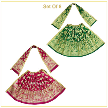Mata Rani Lehenga Patka Poshak Set देवी वस्त्र, देवी पोशाख,देवीचे कपडेfor Lakshmi Pujan & Kalash Sthapana Decoration (Set Of 2)