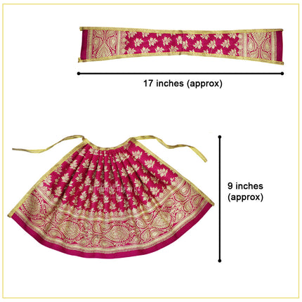 Mata Rani Lehenga Patka Poshak Set देवी वस्त्र, देवी पोशाख,देवीचे कपडेfor Lakshmi Pujan & Kalash Sthapana Decoration (Set Of 2)