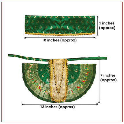 Karveer Nivasini Mahalaxmi Devi Poshak | Kolhapur Lakshmi Mata Dress for Temple & Home Puja | Traditional Saree Vastra for Devi Idol & Photo Frame Decoration (7 Inch Poshak)