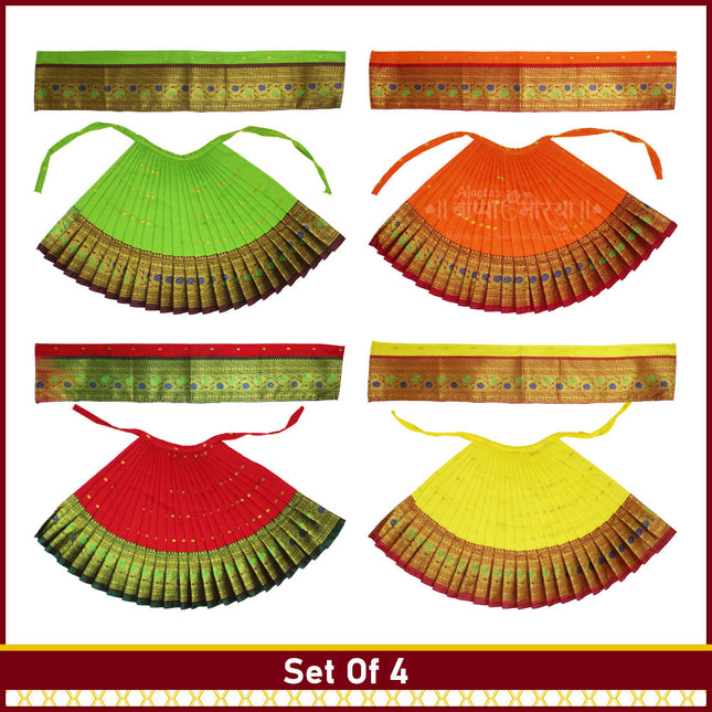 Maharani Devi Dress Poshak Vastra for Idol | Traditional Goddess Dress for Lakshmi Durga Ambabai Perfect for Navratri, Margashirsha, Varalaxmi Traditional Dress for Mata Rani Idol (12 Inch Poshak) (SET OF4)