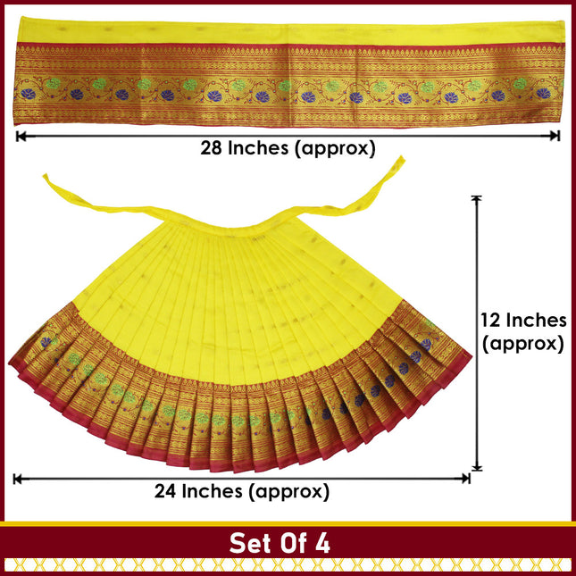 Maharani Devi Dress Poshak Vastra for Idol | Traditional Goddess Dress for Lakshmi Durga Ambabai Perfect for Navratri, Margashirsha, Varalaxmi Traditional Dress for Mata Rani Idol (12 Inch Poshak) (SET OF4)