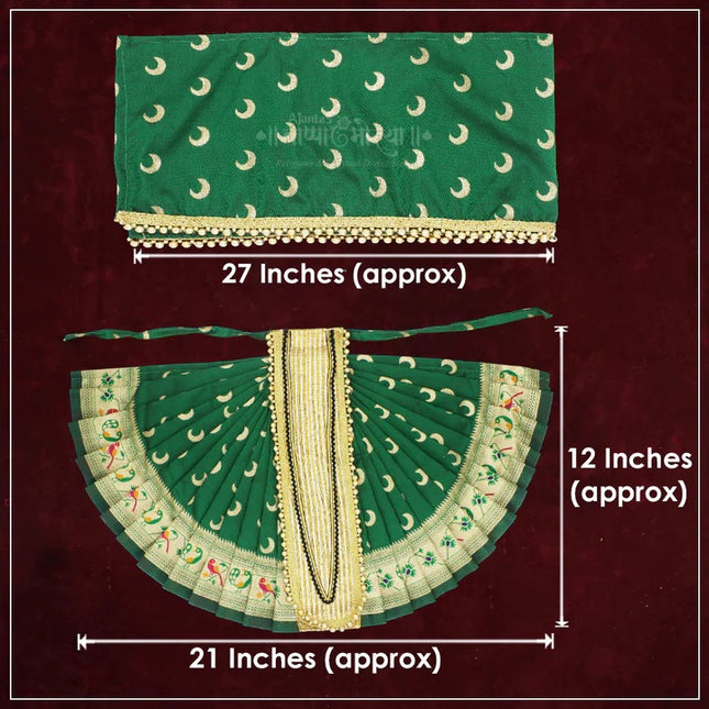Karveer Nivasini Mahalaxmi Devi Poshak (Set of 4) | Kolhapur Lakshmi Mata Dress for Temple & Home Puja | Traditional Silk Saree Vastra for Goddess Idol & Photo Frame Decoration (12 Inch Poshak)