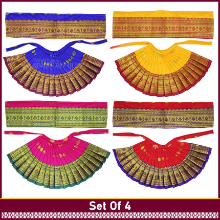 Maharani Devi Dress Royal Devi Poshak Lehanga & Dupatta for Goddess Idol / Kalash Puja  Margashish Guruvar Vrat Varalakshmi Puja ( Set Of 4) (7 Inch Poshak)