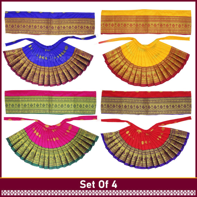 Maharani Devi Dress Royal Devi Poshak Lehanga & Dupatta for Goddess Idol / Kalash Puja  Margashish Guruvar Vrat Varalakshmi Puja ( Set Of 4) (7 Inch Poshak)