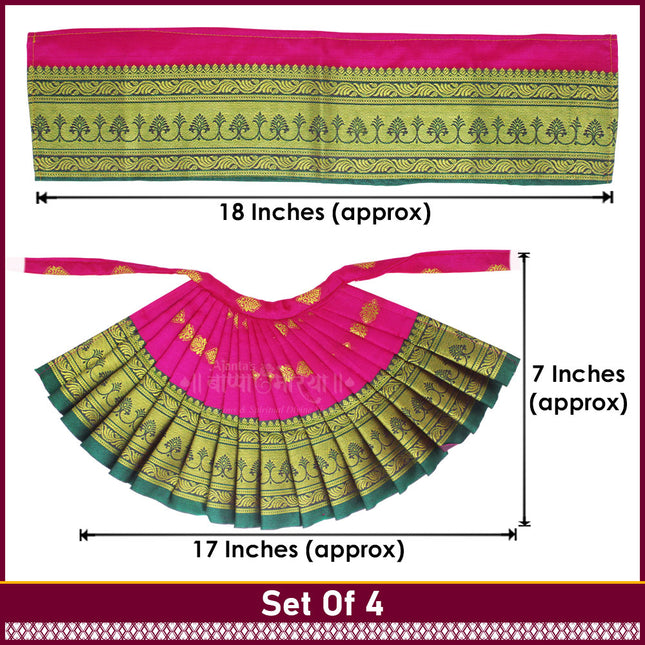 Maharani Devi Dress Royal Devi Poshak Lehanga & Dupatta for Goddess Idol / Kalash Puja  Margashish Guruvar Vrat Varalakshmi Puja ( Set Of 4) (7 Inch Poshak)