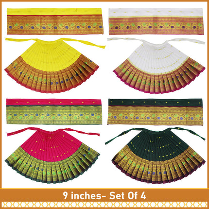 Maharani Devi Dress & Margashirsha Varalaxmi Devi Face | Traditional Mata Poshak for Mahalaxmi / Varalakshmi Pooja | Maharani Style Decorative Poshak for Home Temple & Festivals (Set Of 4) (7 Inch Poshak)