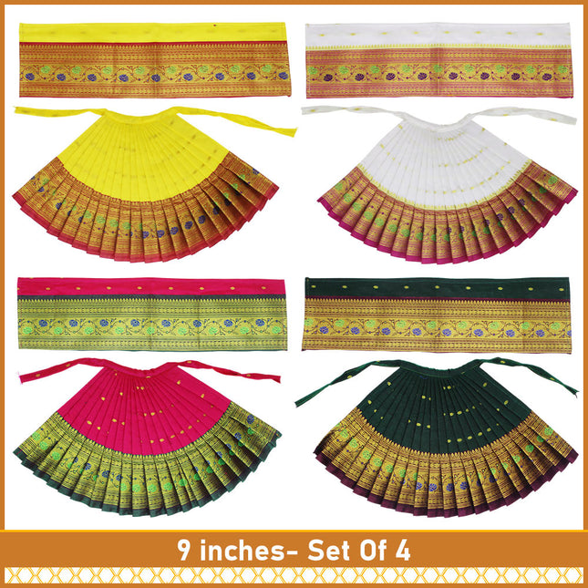 Maharani Devi Dress & Margashirsha Varalaxmi Devi Face | Traditional Mata Poshak for Mahalaxmi / Varalakshmi Pooja | Maharani Style Decorative Poshak for Home Temple & Festivals (Set Of 4) (7 Inch Poshak)